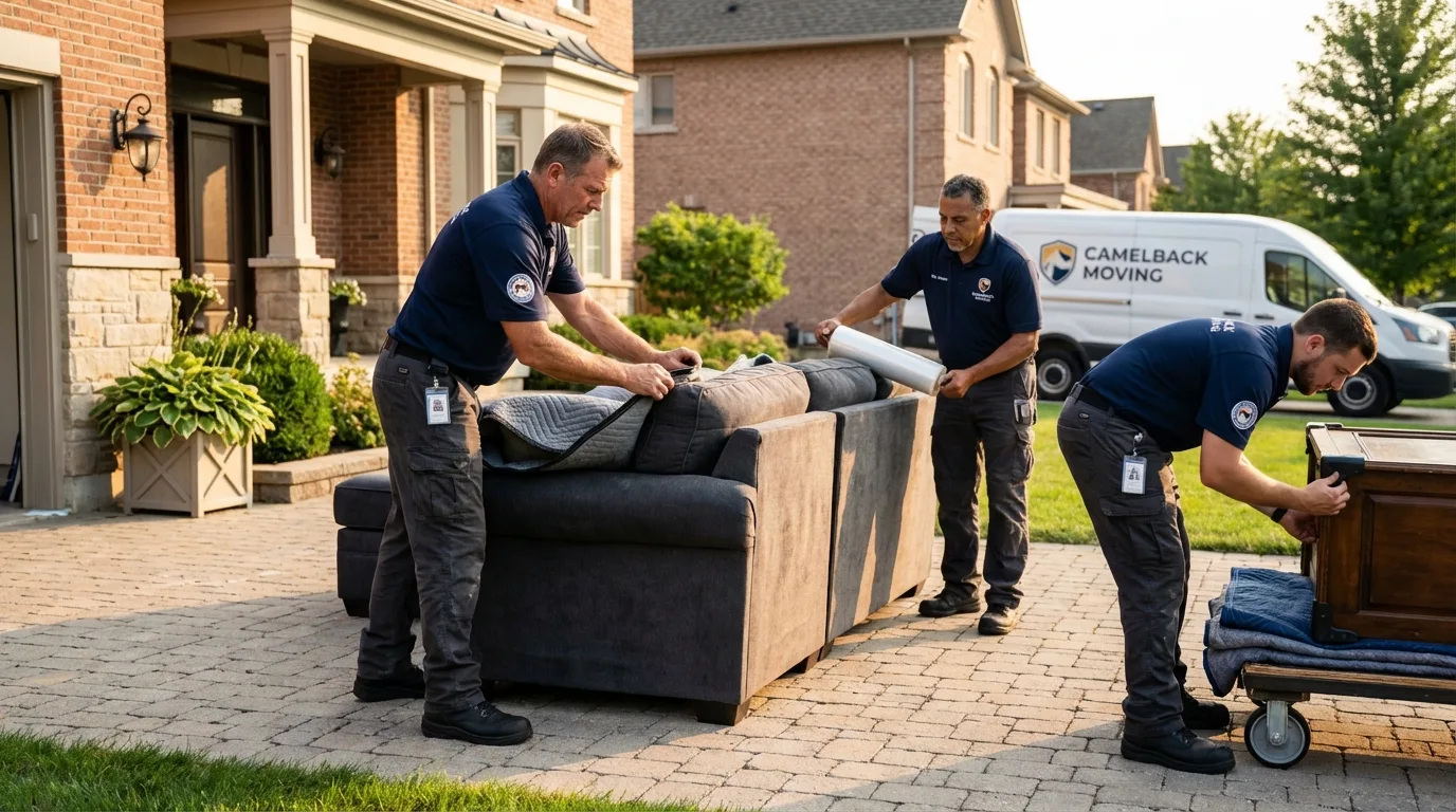 Large estate moving crew wrapping furniture in Sylvan Beach, NY